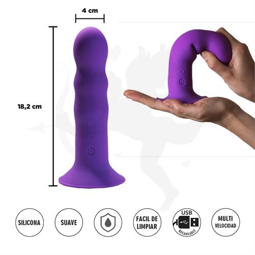 Dildo flexible violeta con sopapa y vibracion